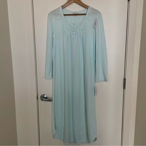 Miss Elaine Long Medium Brushed CuddleKnit Long Sleeve Nightgown Aqua
